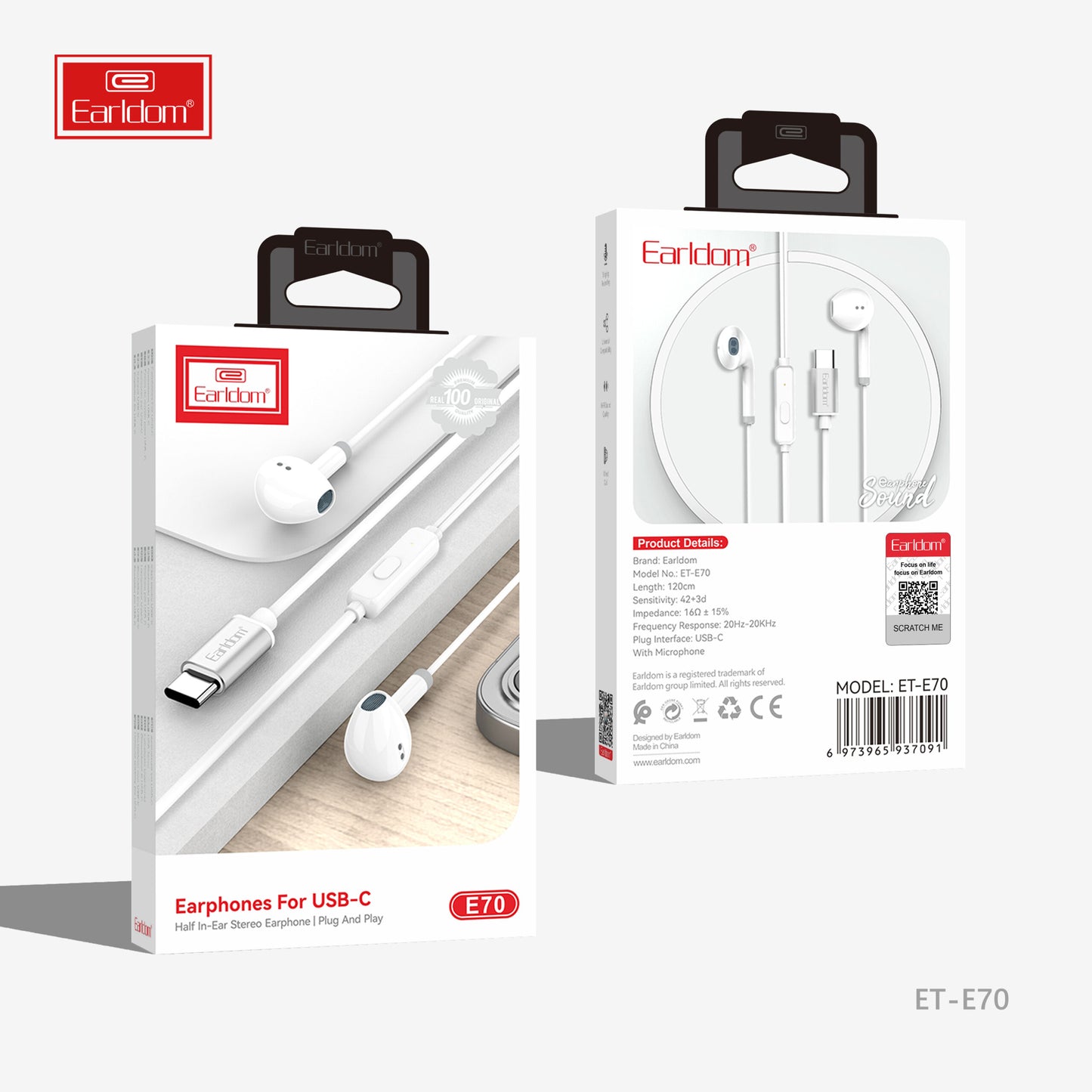 Écouteurs Earldom E58 noirs, confortables à porter