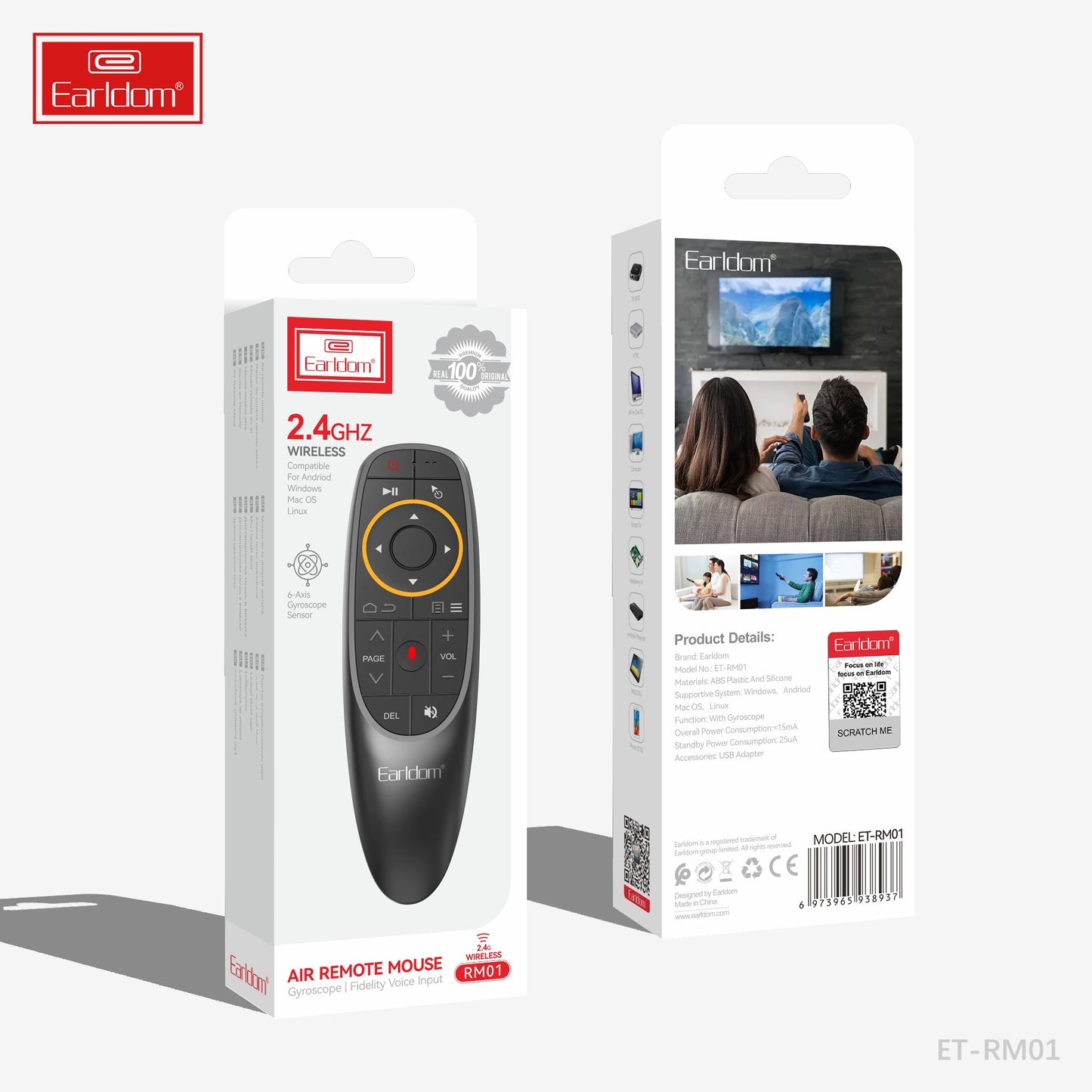 Earldom Air Remote Mouse 2.4Ghz Wireless RM01 Black