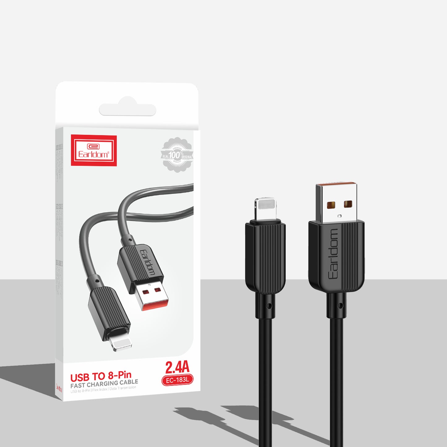 Earldom USB to 8-Pin Fast Charging Cable 2.4A EC-183L (lightning) 1 METER