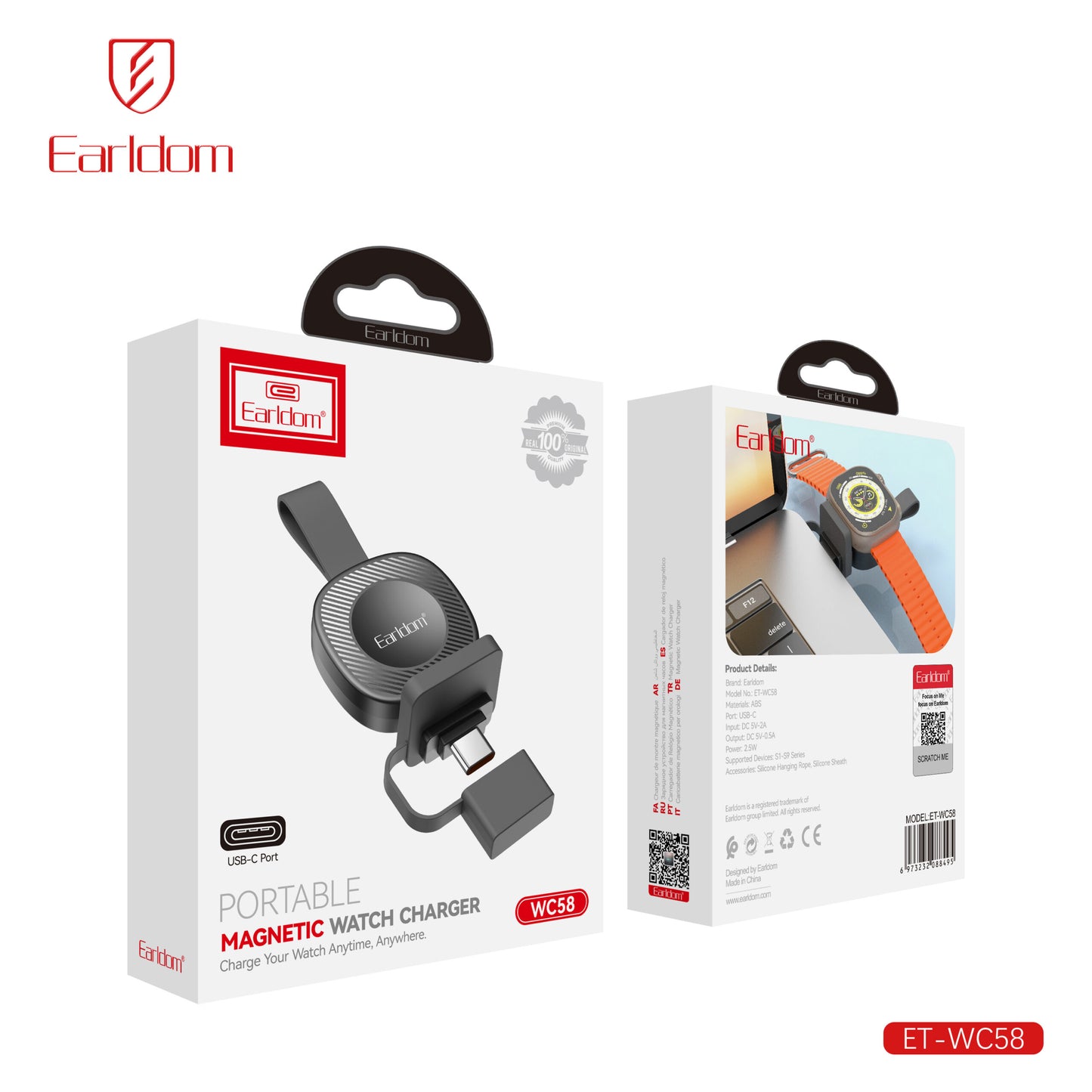 Chargeur magnétique sans fil 4 en 1 Earldom WC55 Blanc