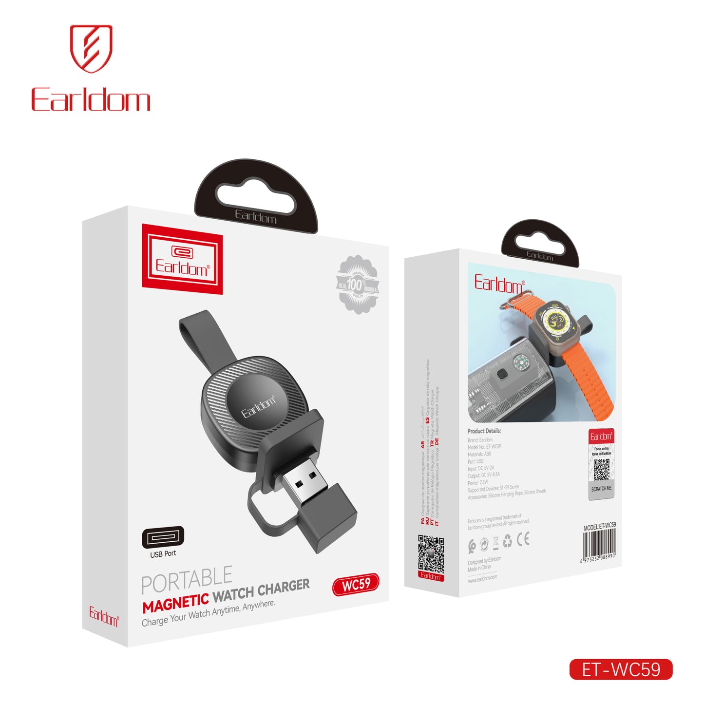 Chargeur magnétique portable Earldom WC58 Noir