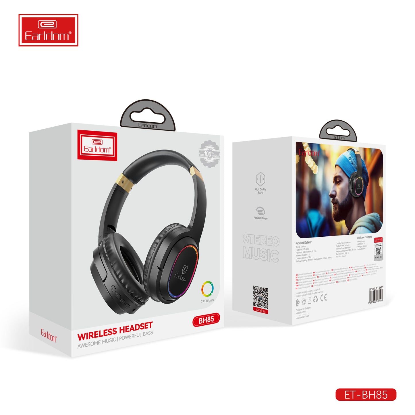 Casque sans fil à conduction gazeuse panoramique Earldom BH82 Noir