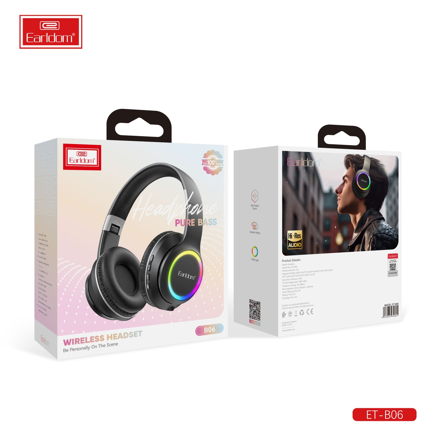 Casque sans fil Earldom BH85 Noir avec basses puissantes