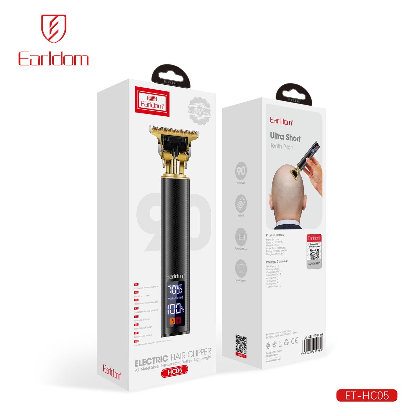 Tondeuse à cheveux électrique Earldom HC04 Or