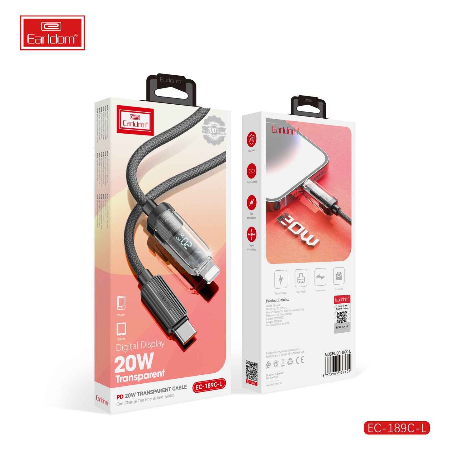 Earldom 20W Transparent Cable Black EC-189 C-L