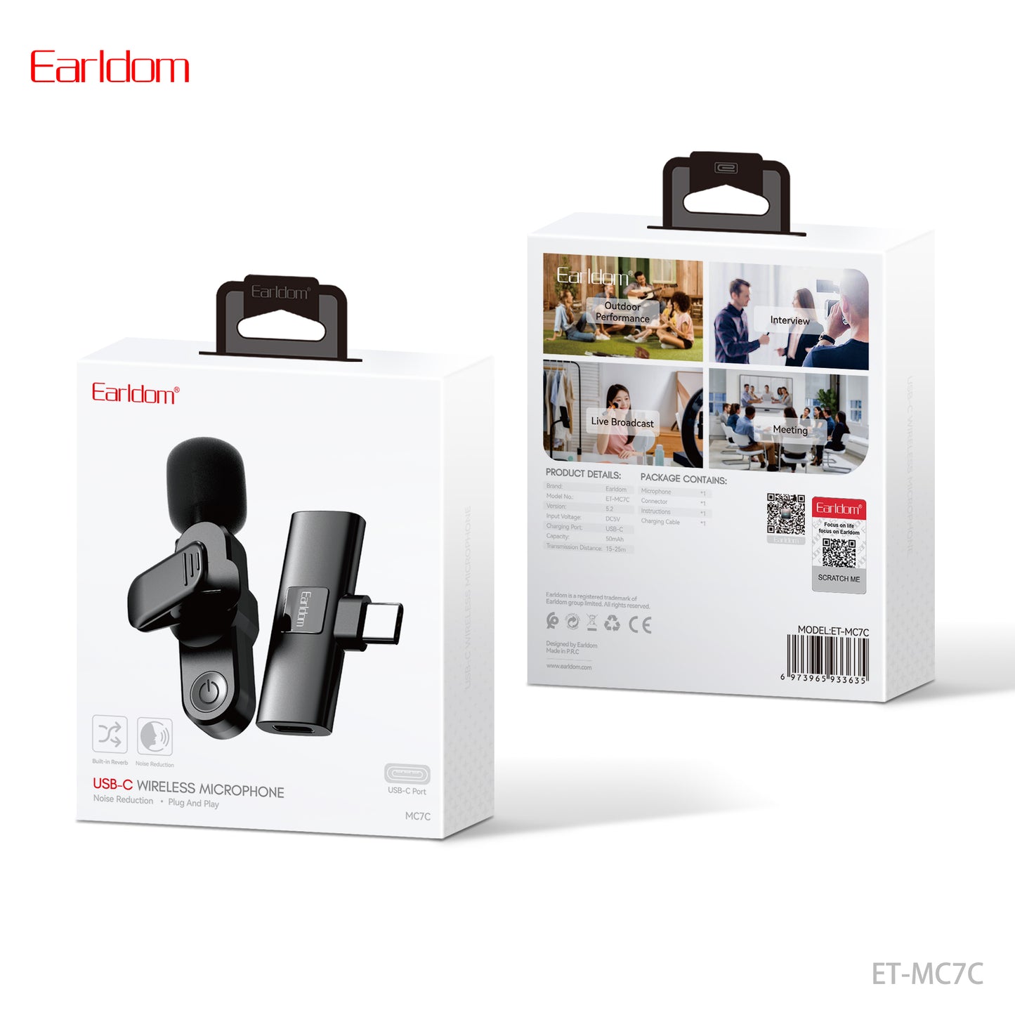 Earldom Wireless Microphone Black ET-MC7C