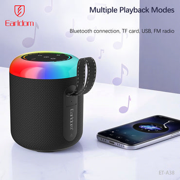 Earldom RGB Color Lights Wireless Super Bass Portable Speaker Black ET-A38