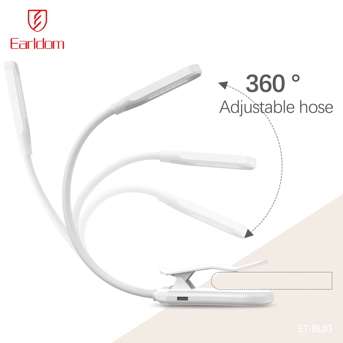 Earldom 3 Colors Led Book Clip Lamp White ET-BL03