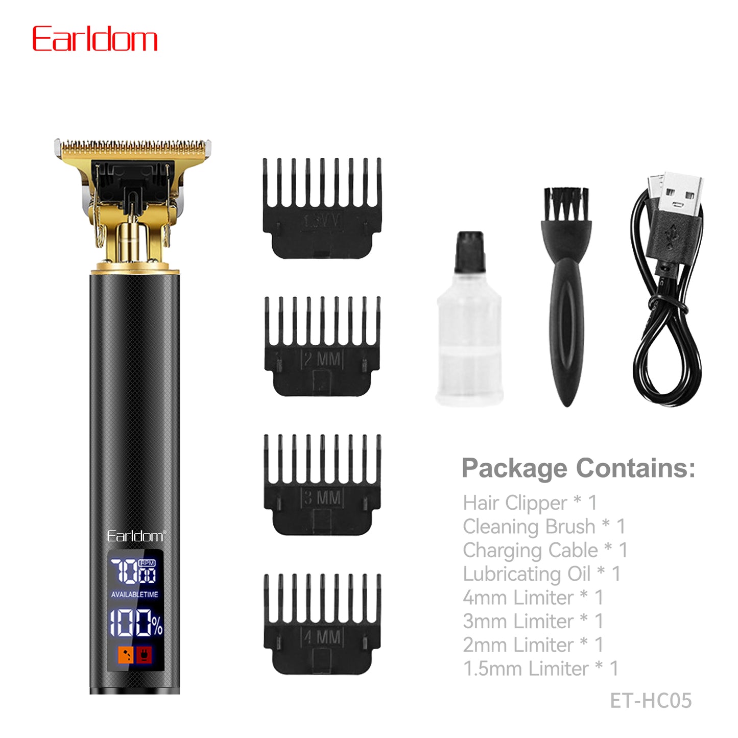 Earldom Techshine Hair Clipper Black ET-HC05