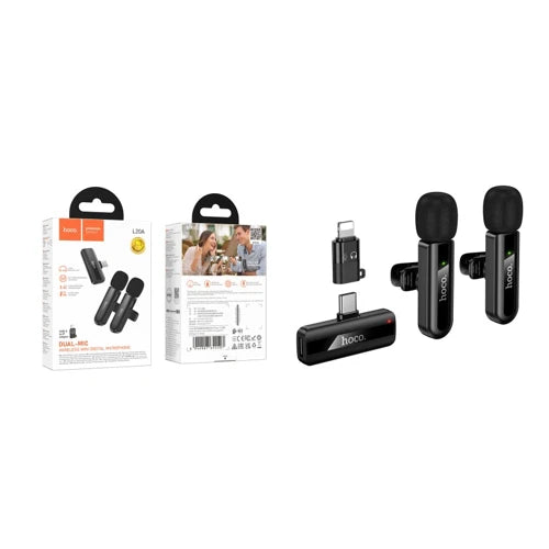 Hoco L20A Fair dual-mic wireless microphone(iP/Type-C) - black