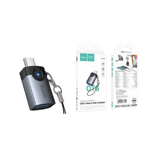 Hoco UA46C Victory Type-C male to USB female adapter - metal gray