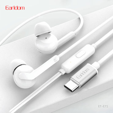 Earldom Earphones For USB-C White ET-E71C