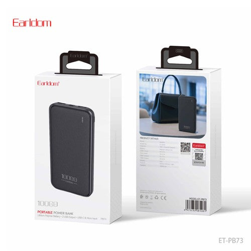 Earldom LCD display 2USB &1 type-c Black ET-PB73