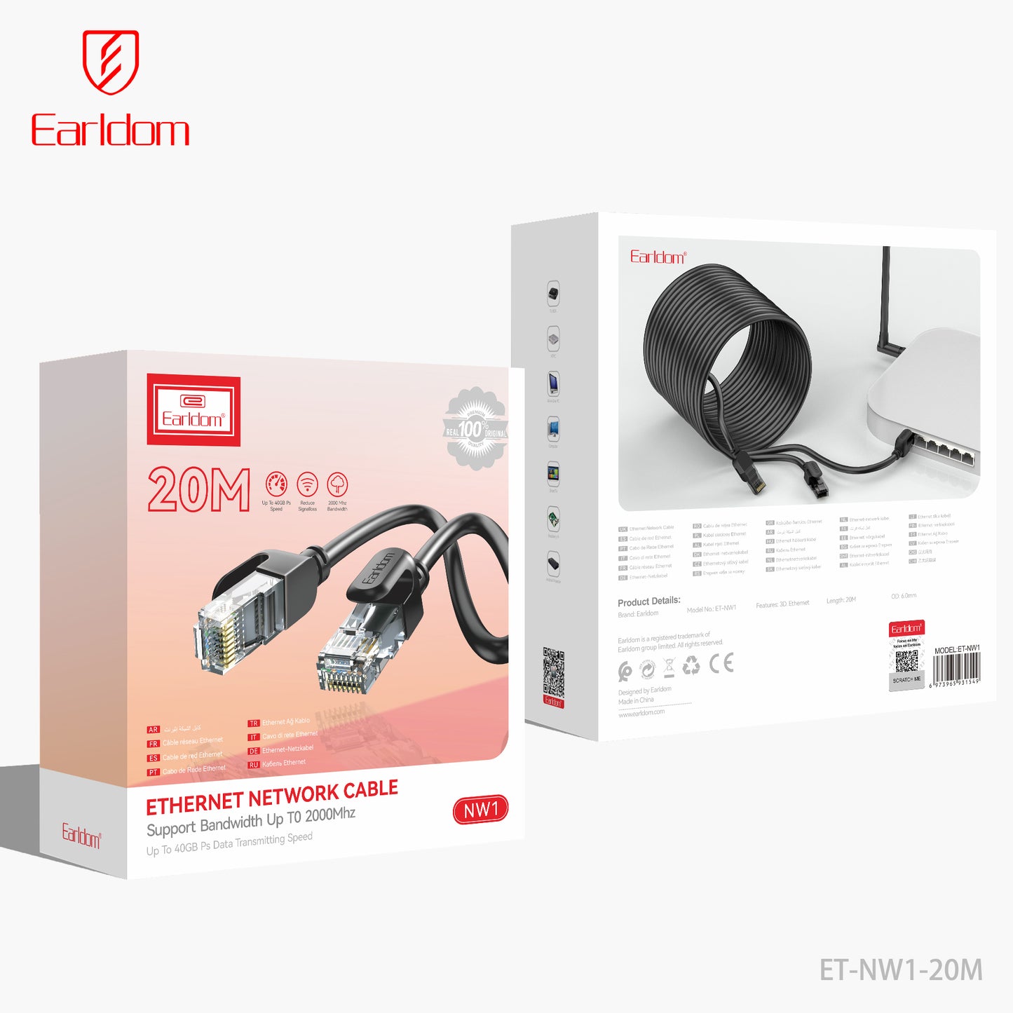 Montre connectée Earldom, boîtier en aluminium spatial 49 mm et AirPods Pro 2 avec étui de chargement ET-SW9, orange