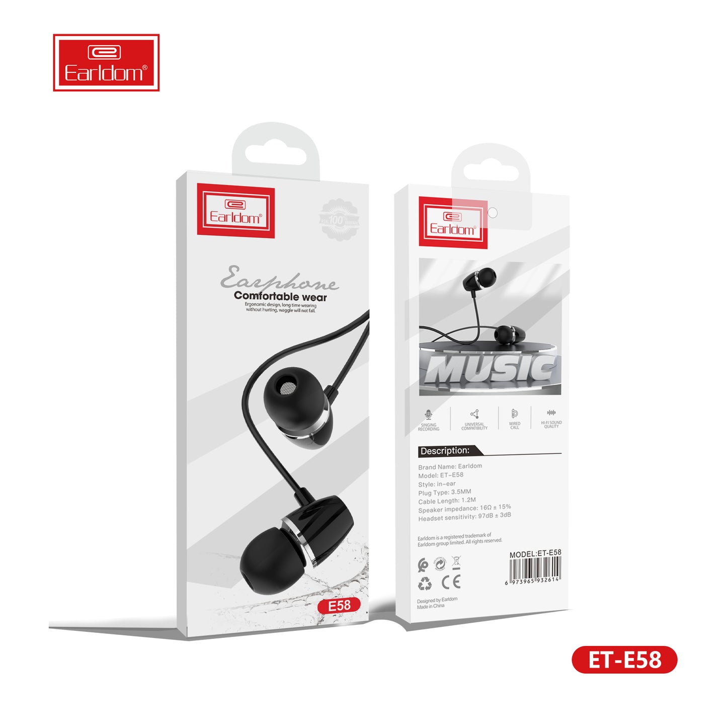 Écouteurs stéréo Earldom Extra Bass E54 Argent