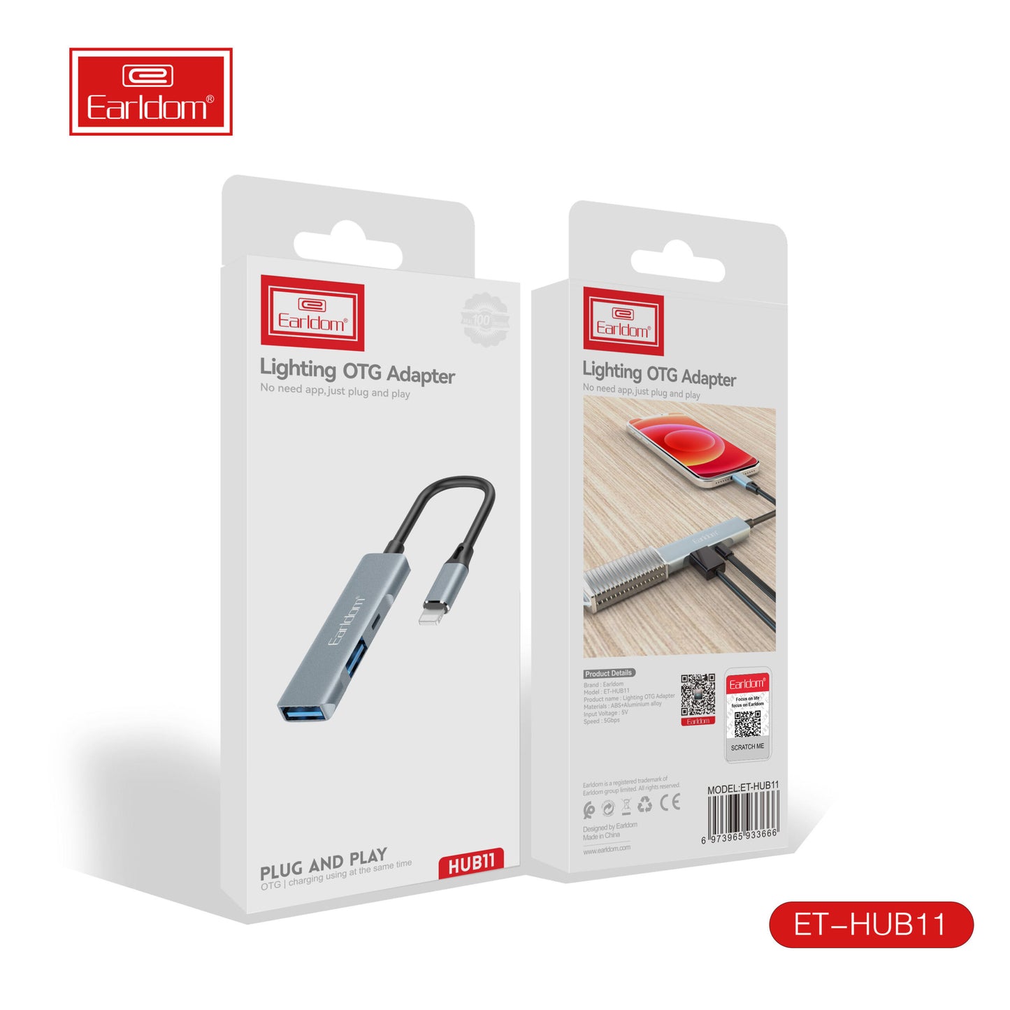 Earldom HUB09 Argent, compatible avec clavier et souris Plug and Play