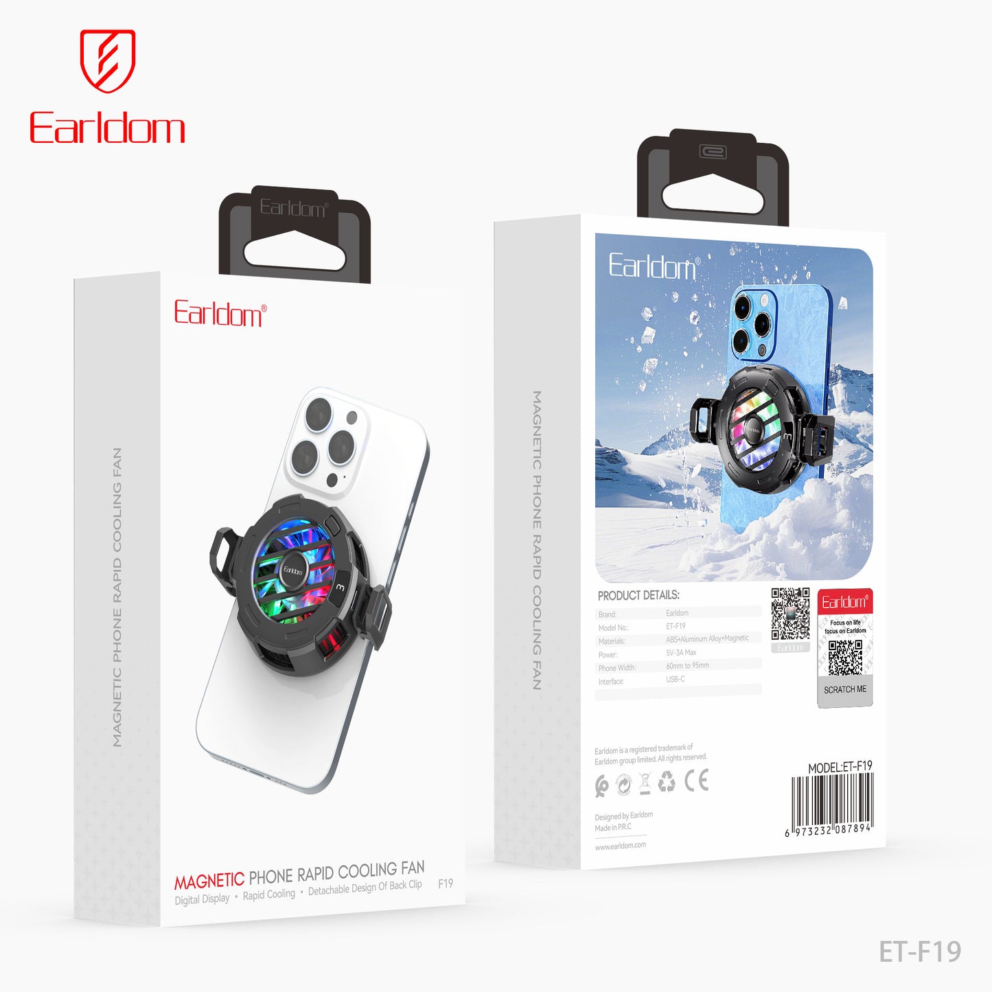Earldom Magnetic Phone Rapid Cooling Fan Black ET-F19