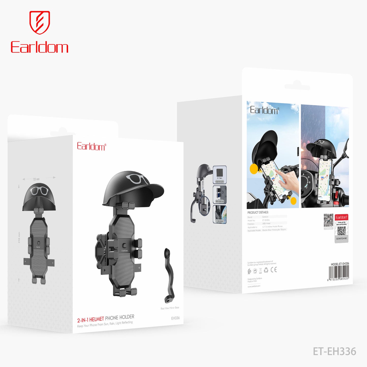 Earldom 2 in 1 Helmet Phone Holder Black ET-EH336