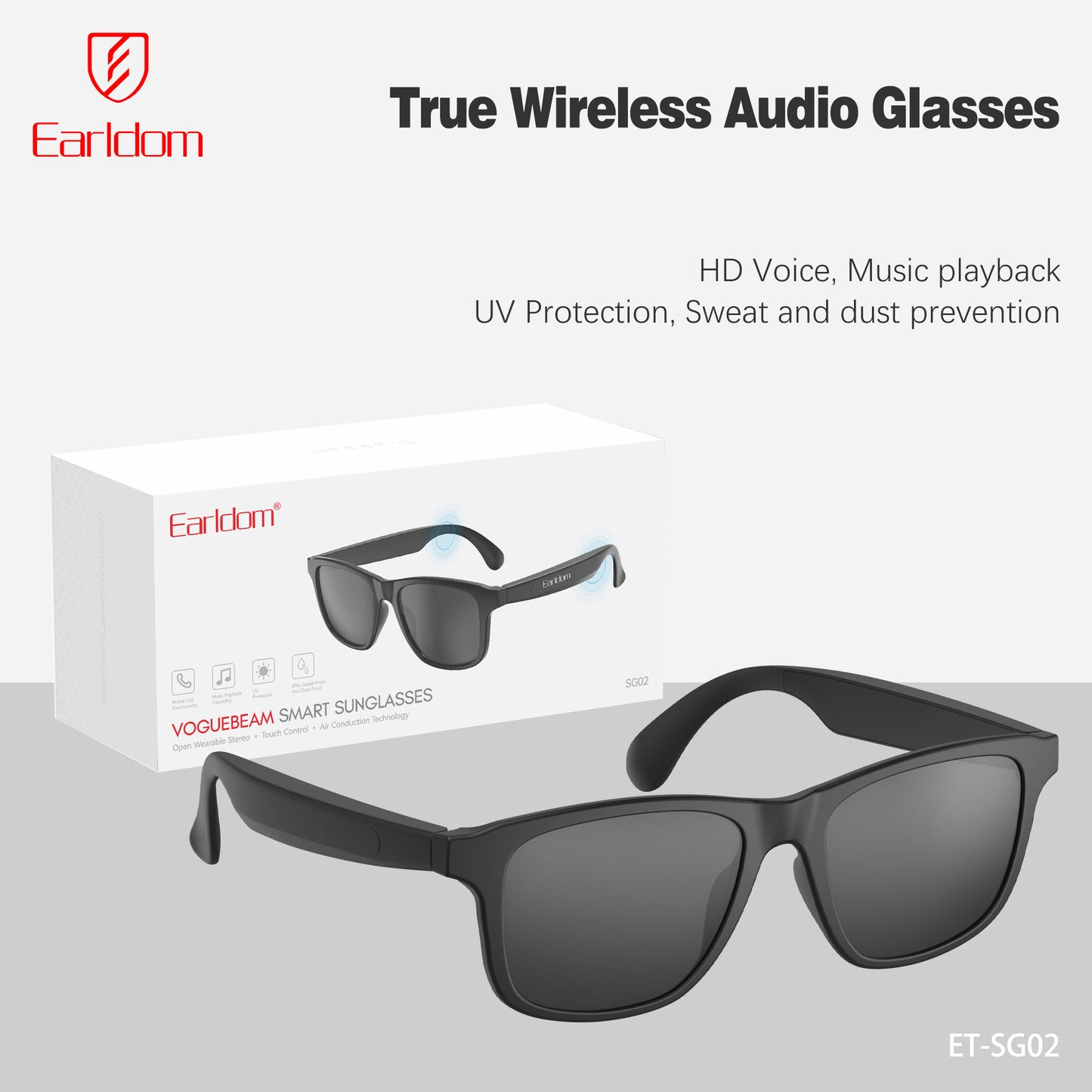Earldom Voguebeam Smart Sunglasses Black ET-SG02