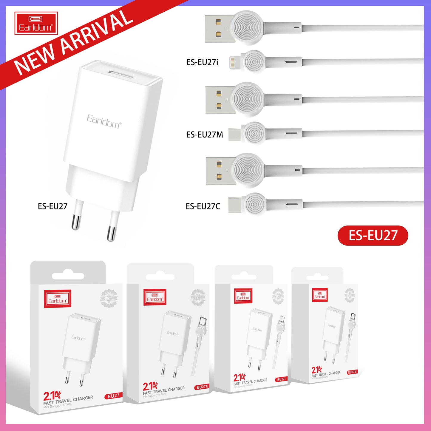 Earldom 2.4A USB Fast Travel Charger ES-EU27
