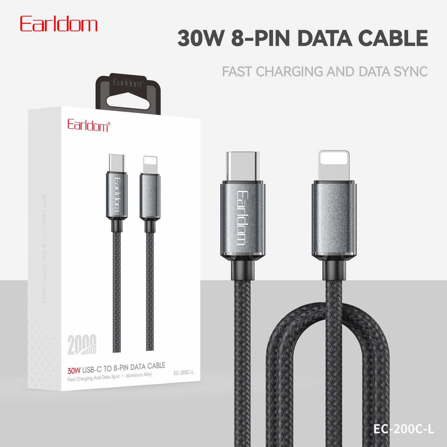 Earldom 30W 8-Pin Data Cable Black EC-200C-L