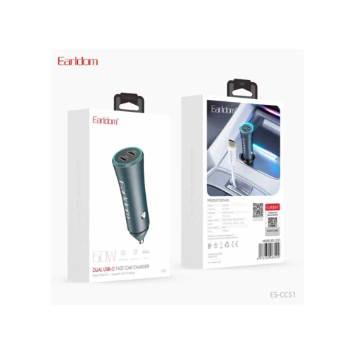 Earldom Dual USB-C Fast Car Charger 60W ES-CC51