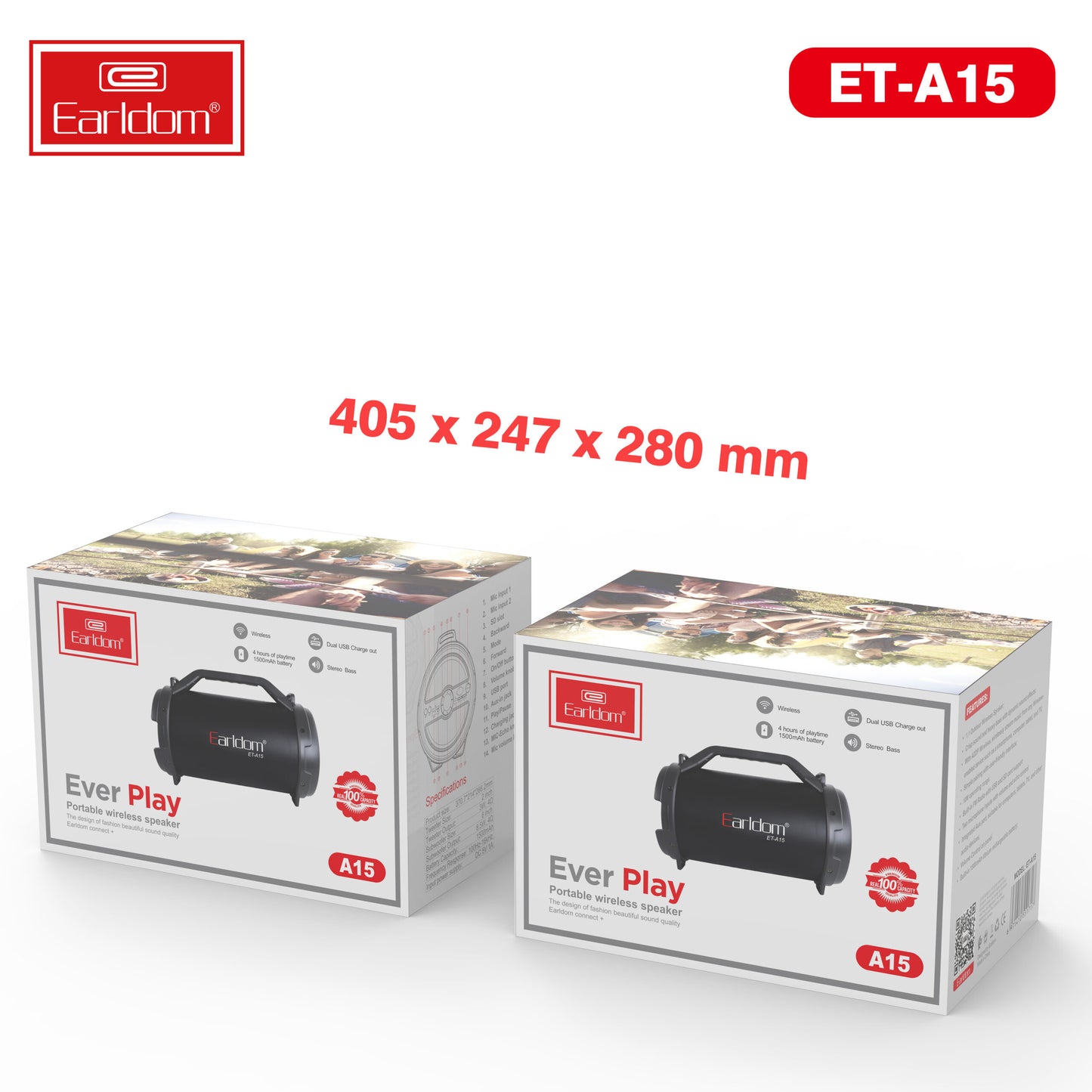 Enceinte sans fil portable Earldom Ever Play noire A15