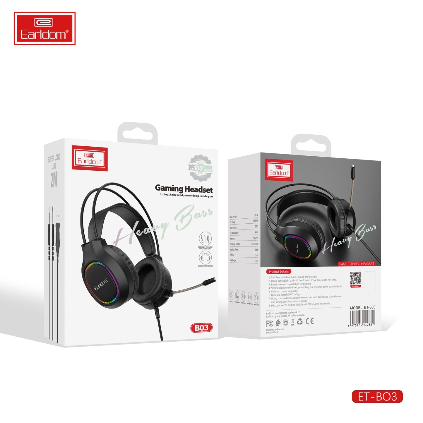 Casque de jeu Earldom Heavy Bass Noir B03