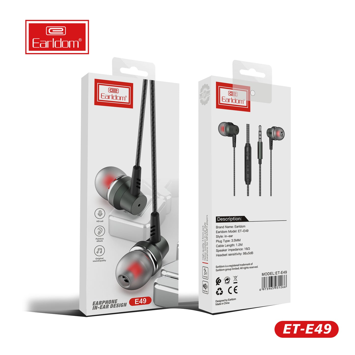 Écouteurs intra-auriculaires Earldom Design Noir E49