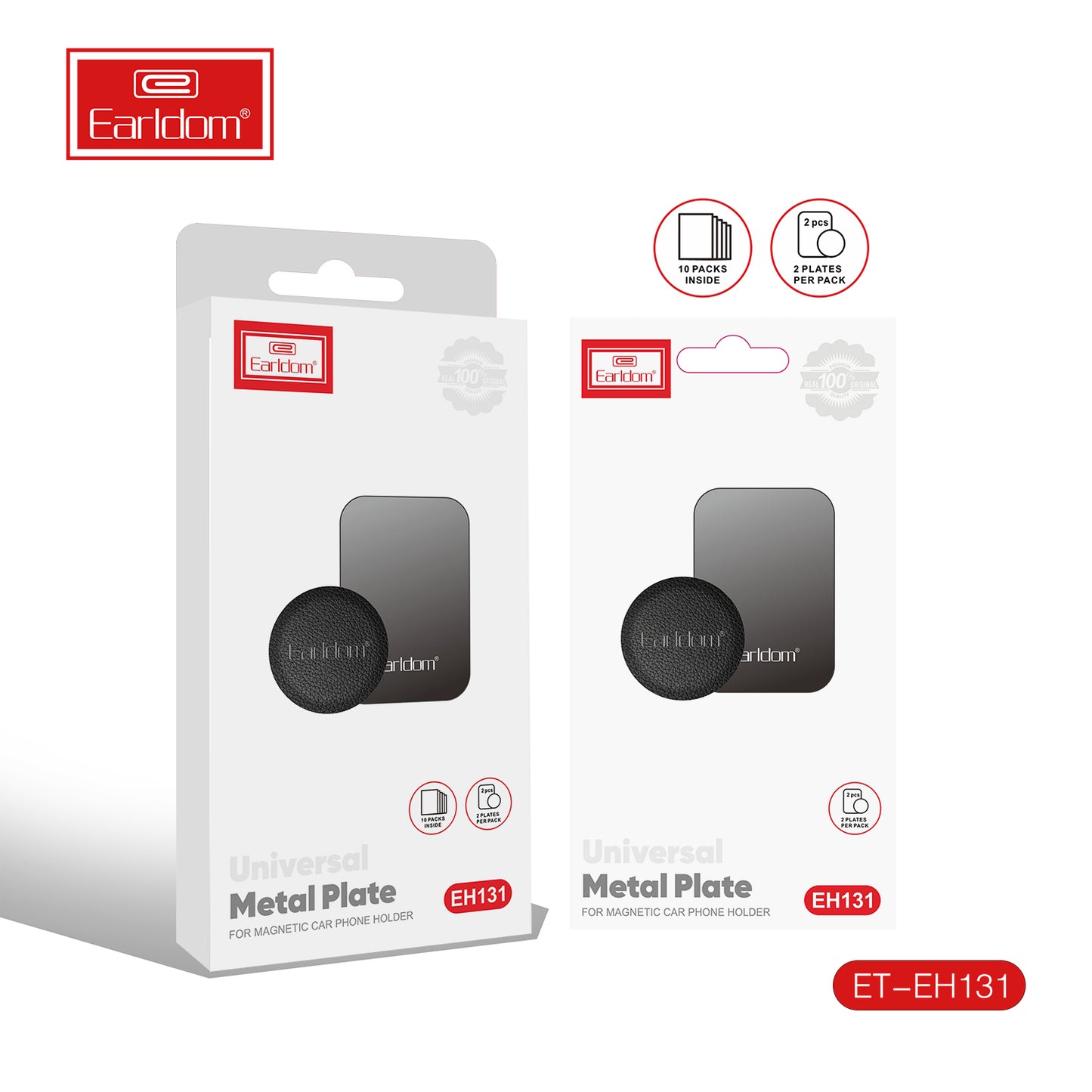 Plaque métallique universelle Earldom pour support magnétique de téléphone de voiture, noire EH131