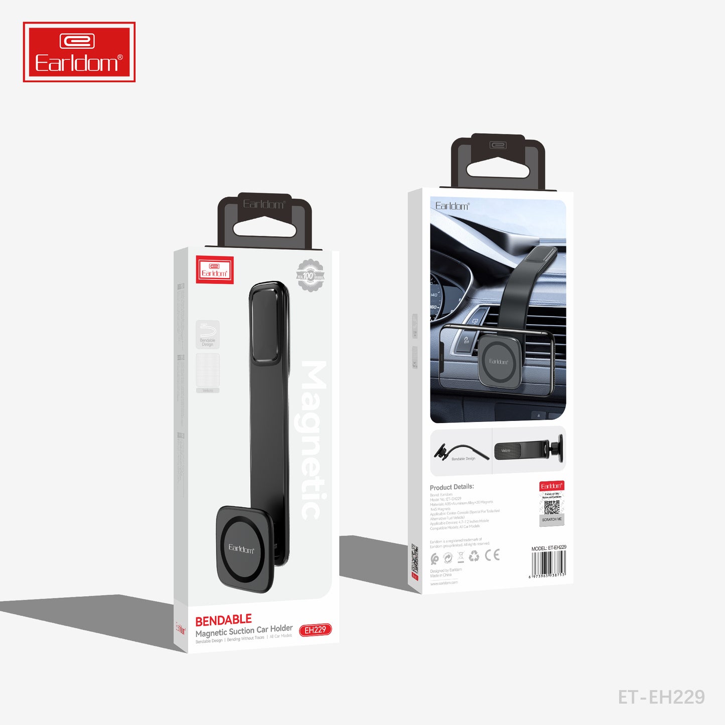 Support de voiture magnétique flexible Earldom noir EH-229