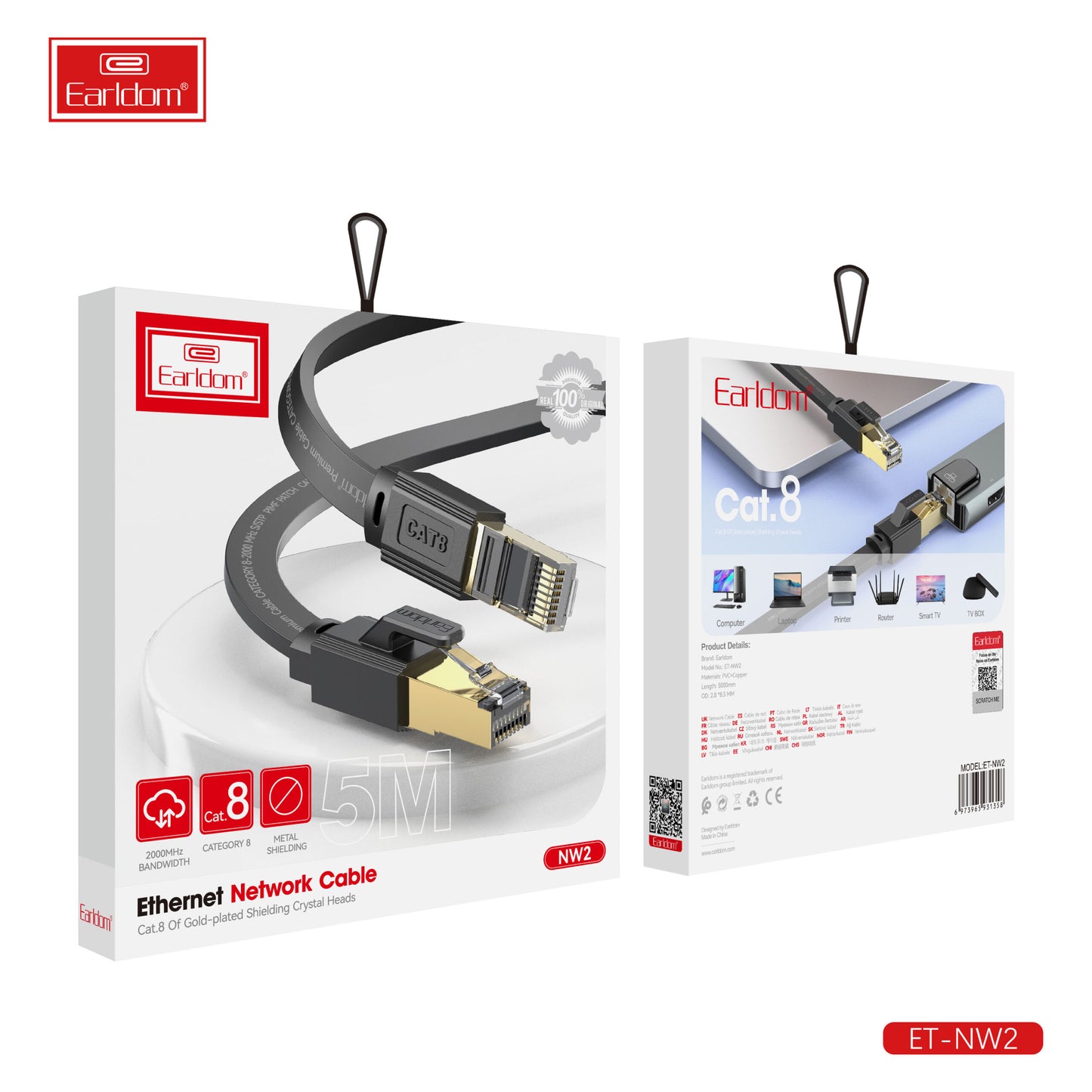 Câble réseau Ethernet Earldom 5M Noir ET-NW2