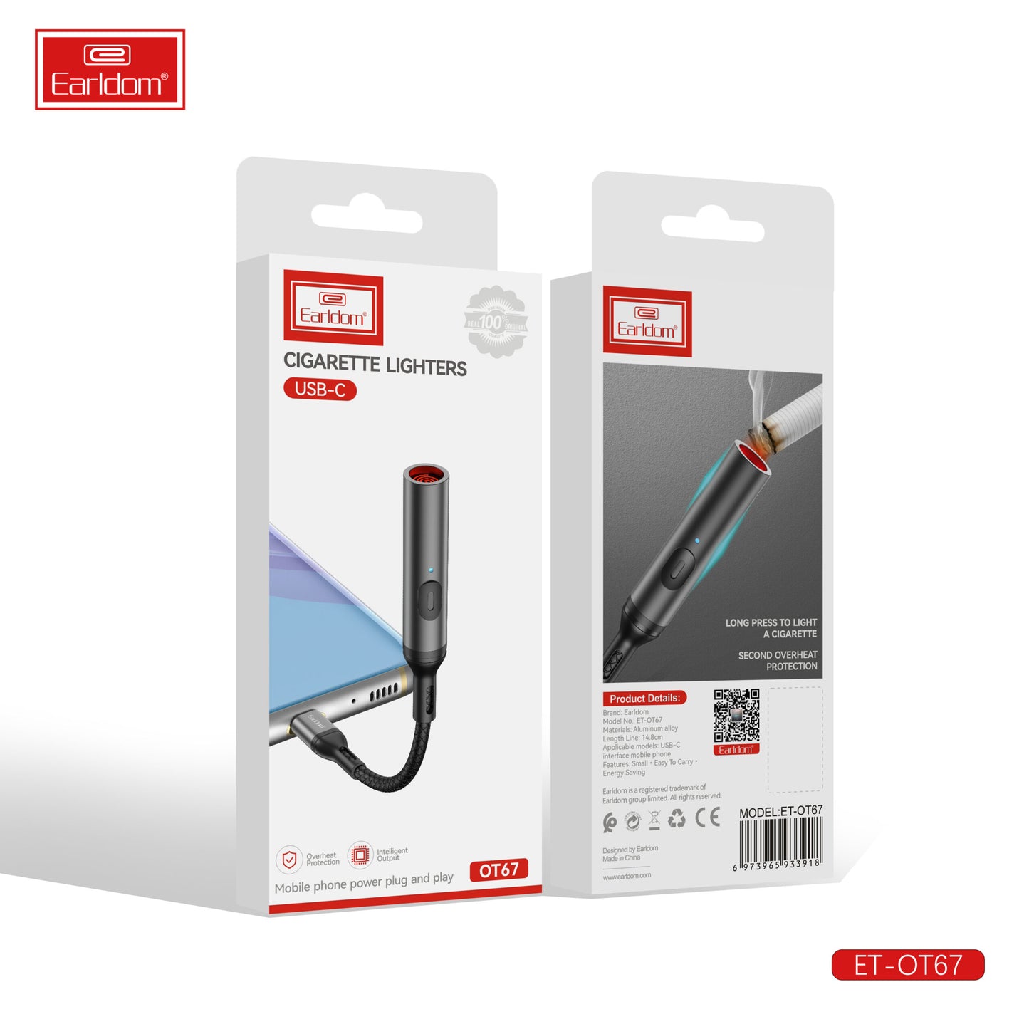 Briquets Earldom USB-C Noir OT67