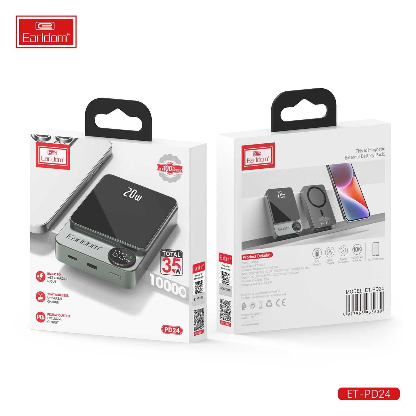 Batterie externe Earldom 35W Grise PD24