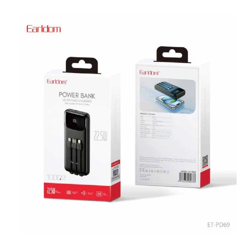 Earldom Power Bank 22.5W USB-C TO 8-PIN Built in Cable ET-PD69 (10000mAh)