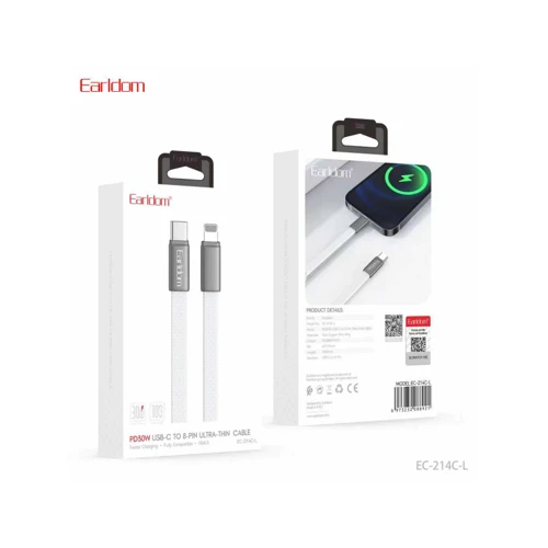 Earldom PD 30W USB-C to 8-Pin Ultra-Thin Cable EC-214C-L 1METER