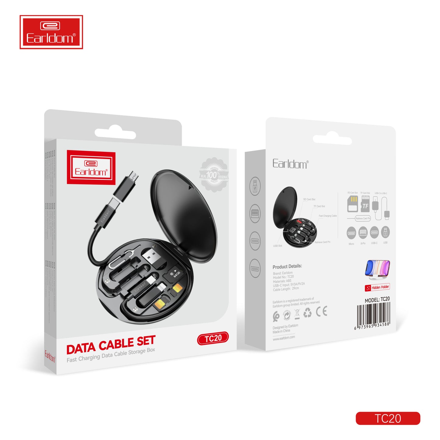 Coffret de rangement pour câble de données Earldom TC20