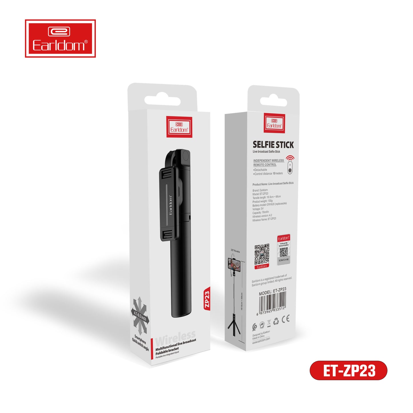 Support pliable multifonctionnel sans fil Earldom pour diffusion en direct, noir ZP23