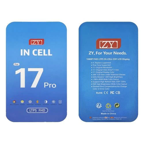 ZY INCELL FHD 1080P - 120 Hz (LTPS) ÉCRAN LCD IPHONE 17 PRO NOIR