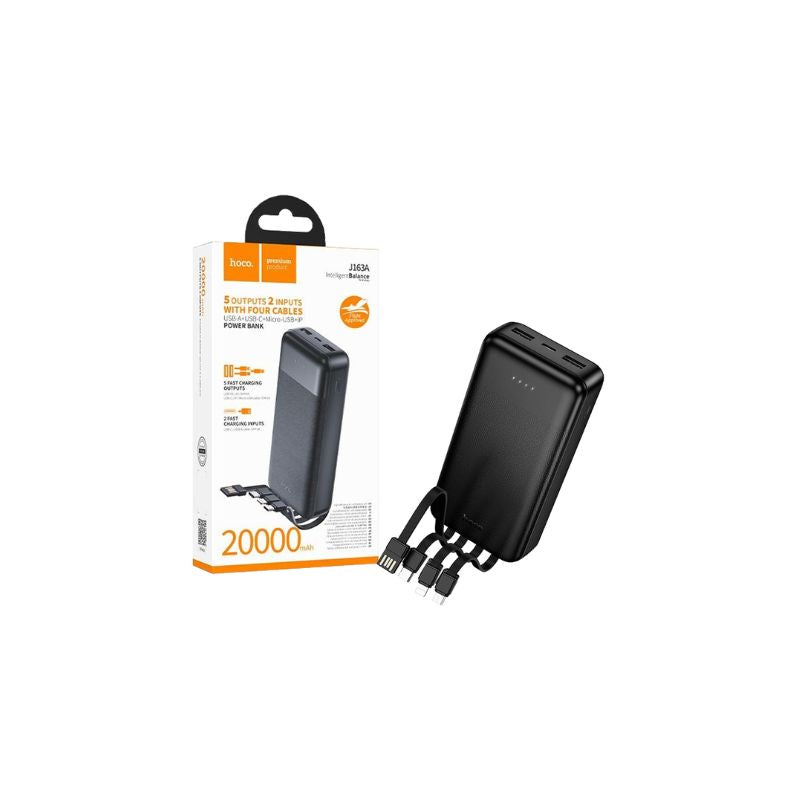 Hoco J163A Wonderful power bank with 4 cables(20000mAh) - black
