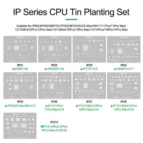 Kit de pochoirs en acier intégré pour processeur Relife série IP6-14/9 pièces (RL-044)