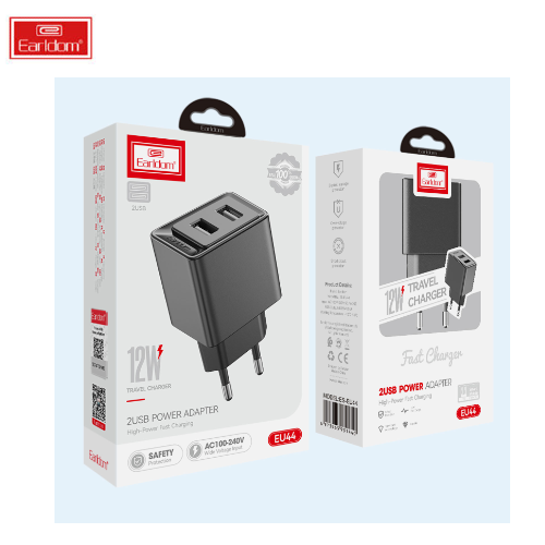 Earldom 12W 2USB Power Adapter Travel Charger ES-EU44