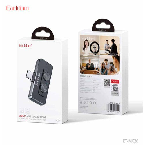 Earldom USB-C Mini Microphone Black ET-MC20