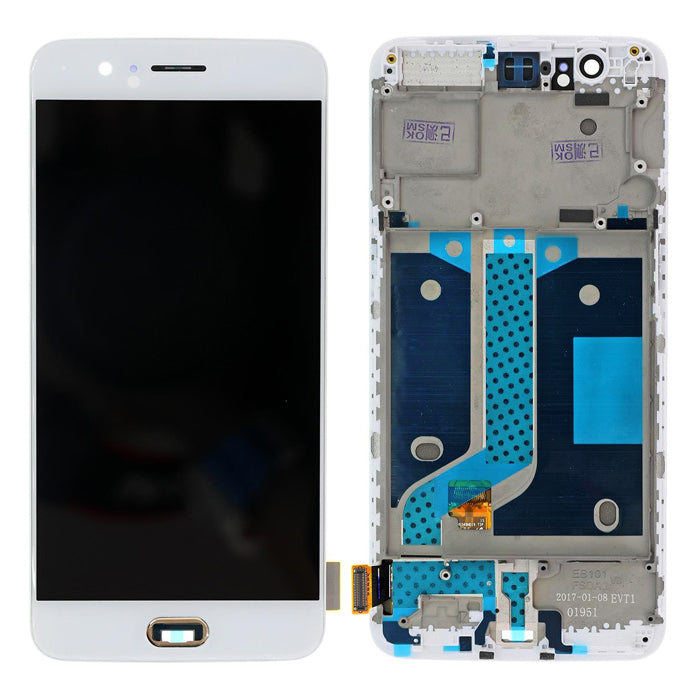 Écran LCD + écran tactile + Cadre With Home Button - OnePlus 5 (A5005) White/Gold
