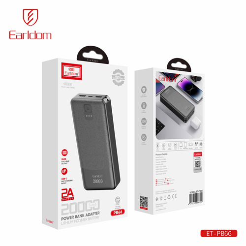 Earldom LCD display 2 USB & 1 Type-c Black ET-PB66