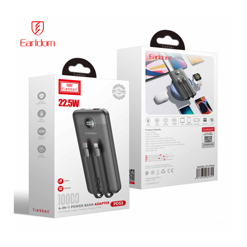 Earldom 2in1 3A ios&type-c Portable Black ET-PD55