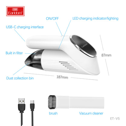 Earldom Foldable Portable car Vacuum Cleaner White ET-V5