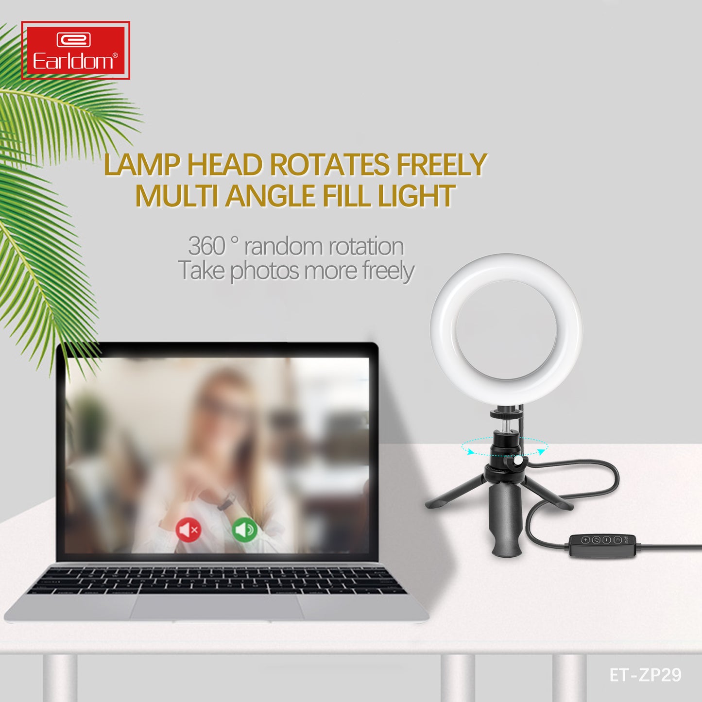 Earldom Clip on 5 inch Ring Light Black ET-ZP29