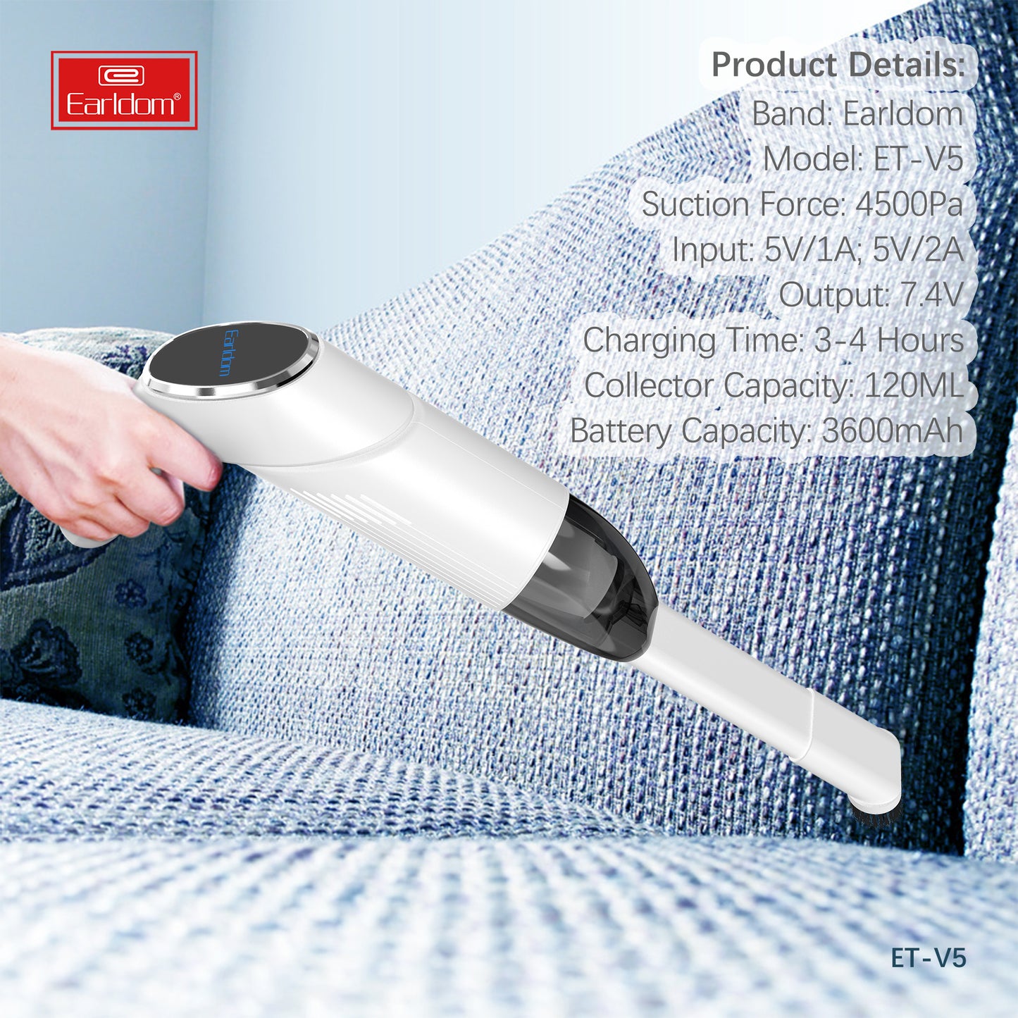 Earldom Foldable Portable car Vacuum Cleaner White ET-V5