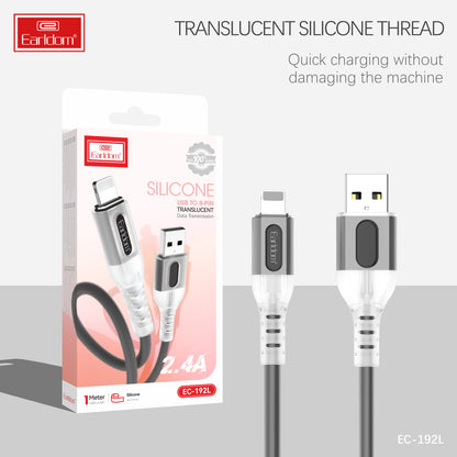 Earldom Silicone Translucent Cable 2.4A Black EC-192I